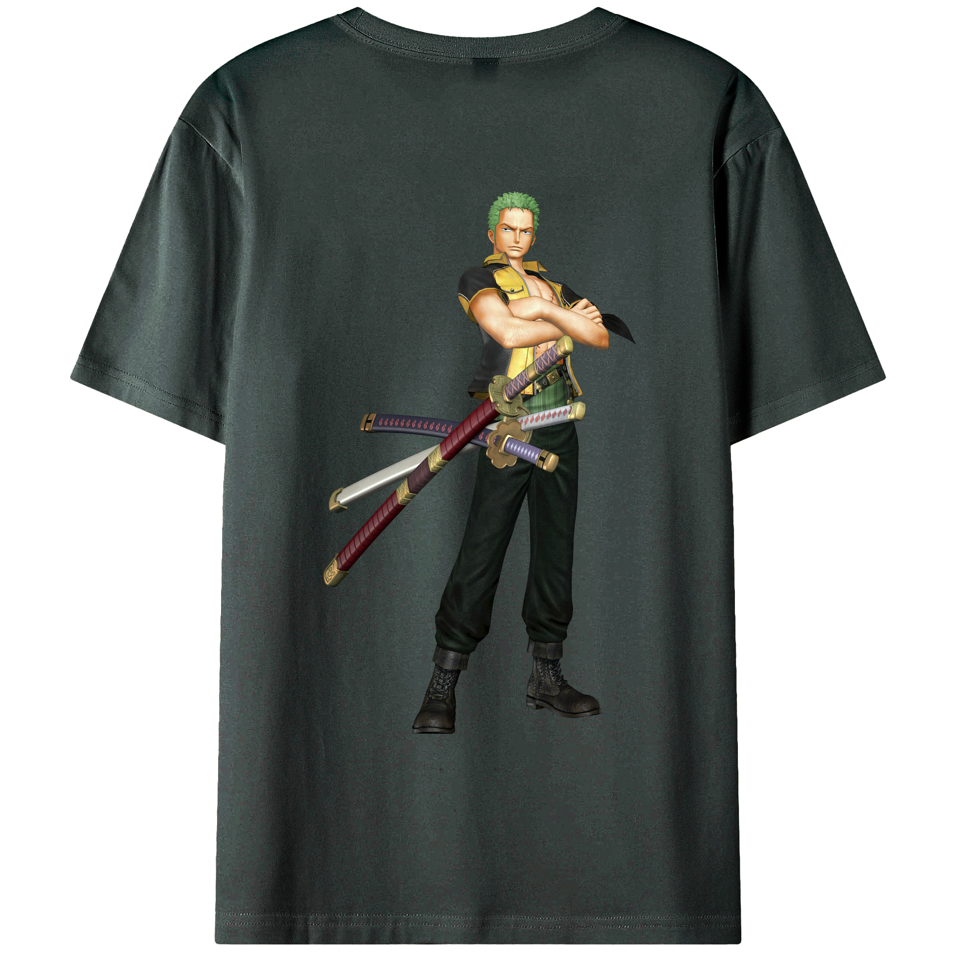ワンピース ロロノア・ゾロ ONE PIECE Roronoa Zoro 綿100％ メンズ半袖Tシャツ（バックプリント） 通気性